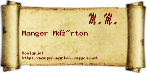 Manger Márton névjegykártya
